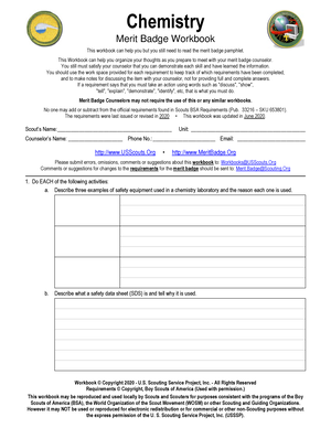 Chemistry Chemistry Merit Badge Workbook This Workbook Can Help 