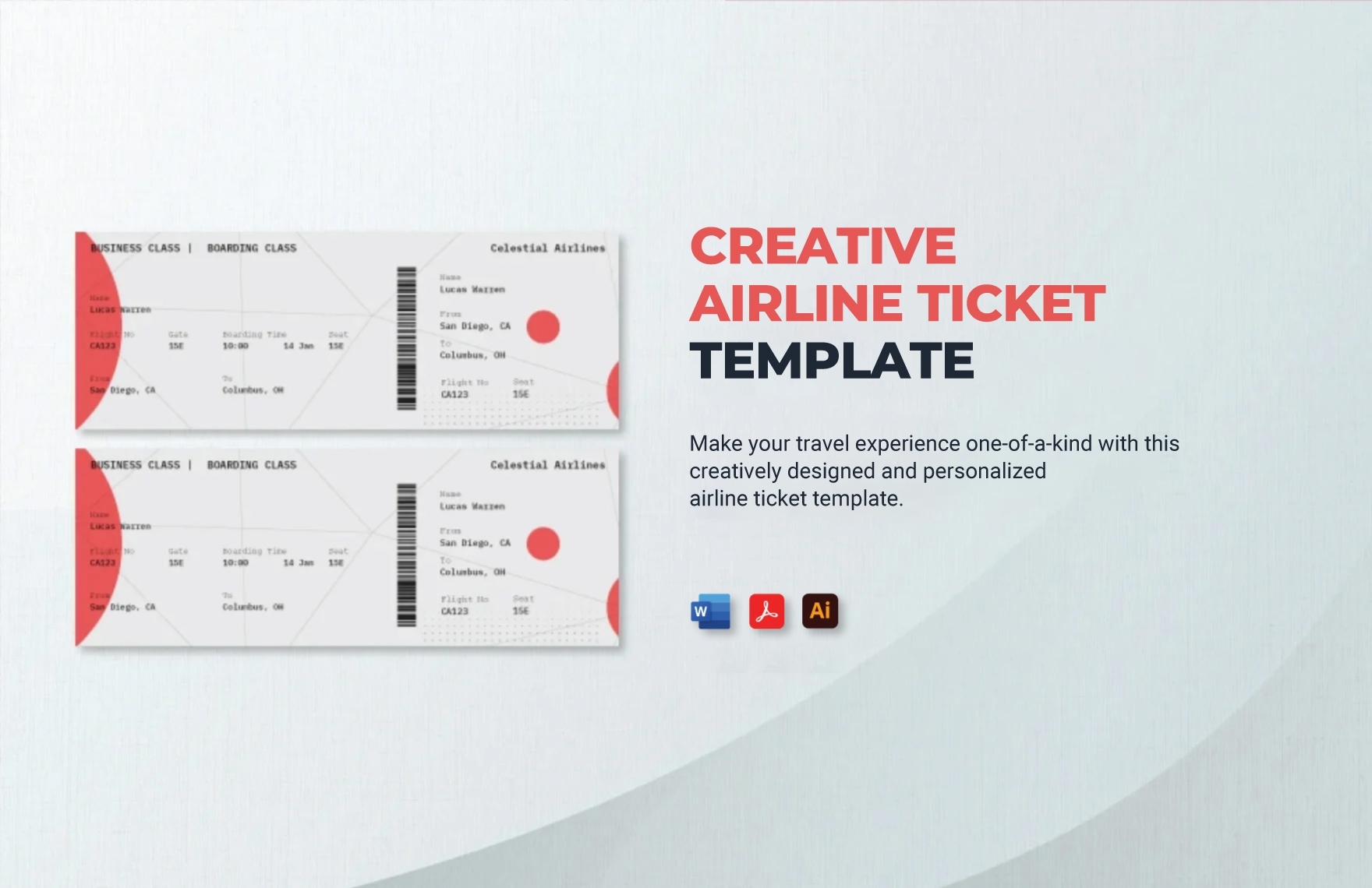 Christmas Airline Ticket Template In Word PDF Illustrator Download 