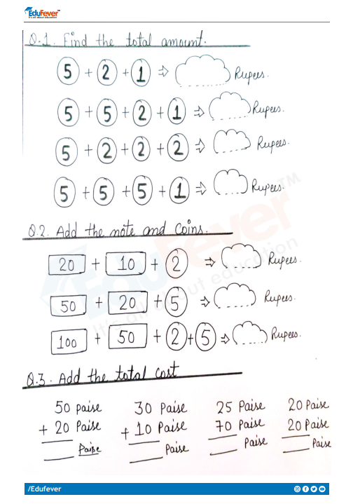 Class 1 Math Money Worksheet With Solution Worksheets Library