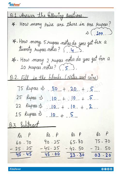 Class 1 Math Money Worksheet With Solution Worksheets Library