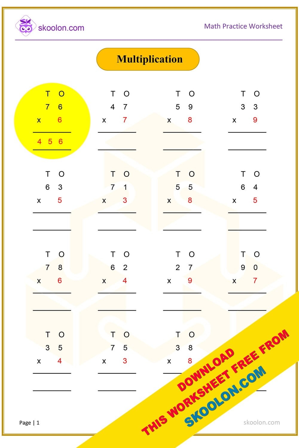 Class 3 Multiplication Worksheet Multiplication For Class 3 Class 3 