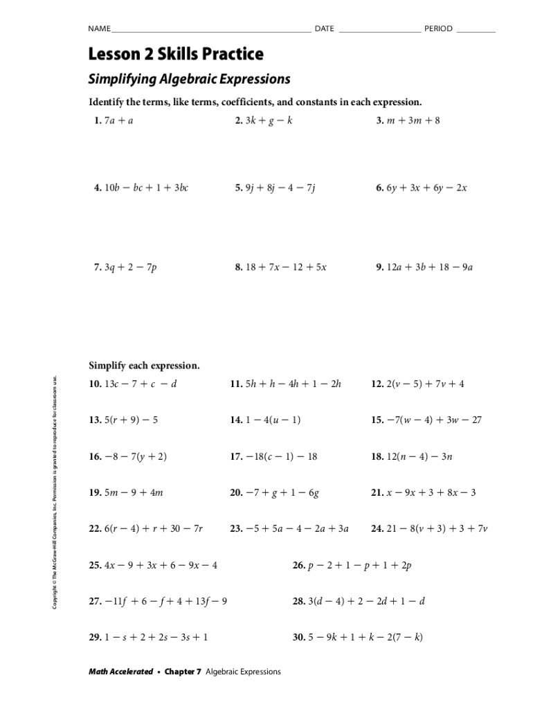 Combining Like Terms Worksheets Worksheets Library