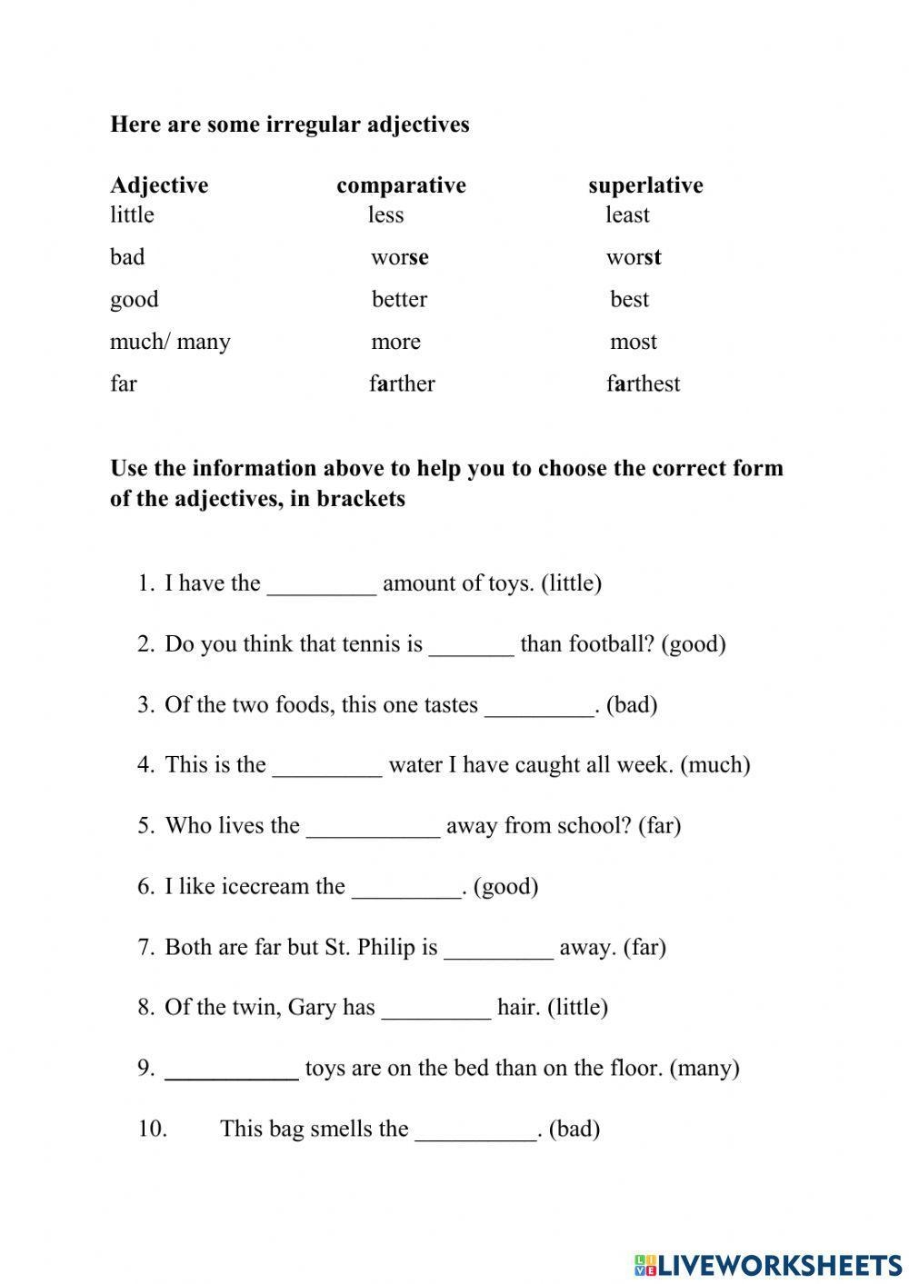 Comparative Adjectives Worksheets For Grade 3 K5 Learning