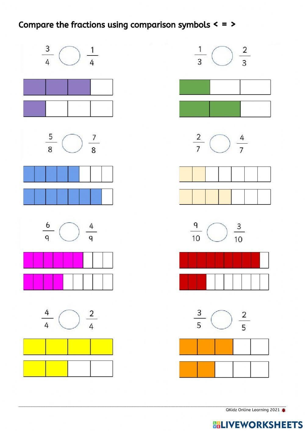 Compare Fractions Worksheet - Download Free Printable Templates