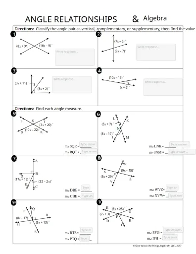 Complementary Supplementary And Explementary Angle Relationships 