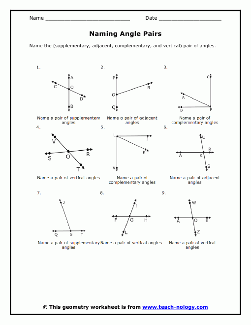 Complementary Supplementary Vertical Angles Worksheet Free Worksheets 