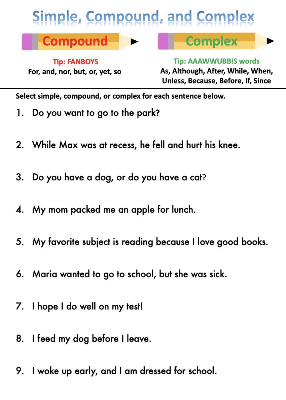 Compound Sentences Worksheet KS2 Primary Resources Worksheets Library