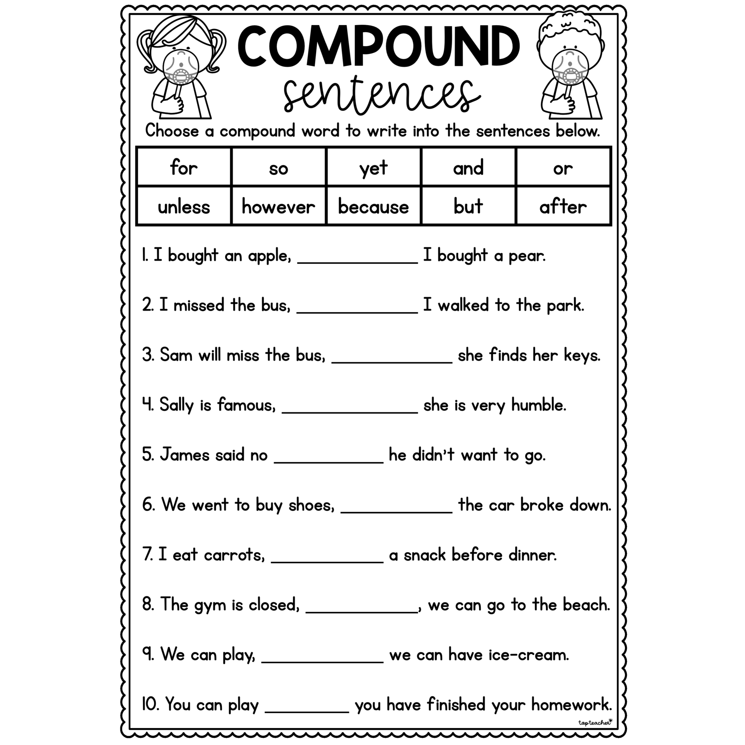 Compound Sentences Worksheet Top Teacher Worksheets Library