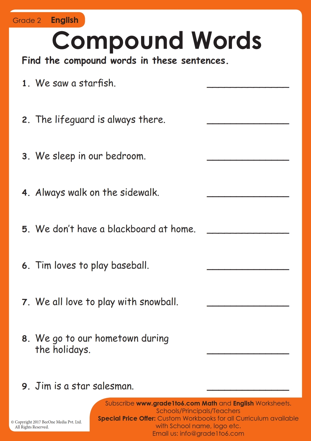Compound Words CBSE Class 2 Grade1to6 Worksheets Library