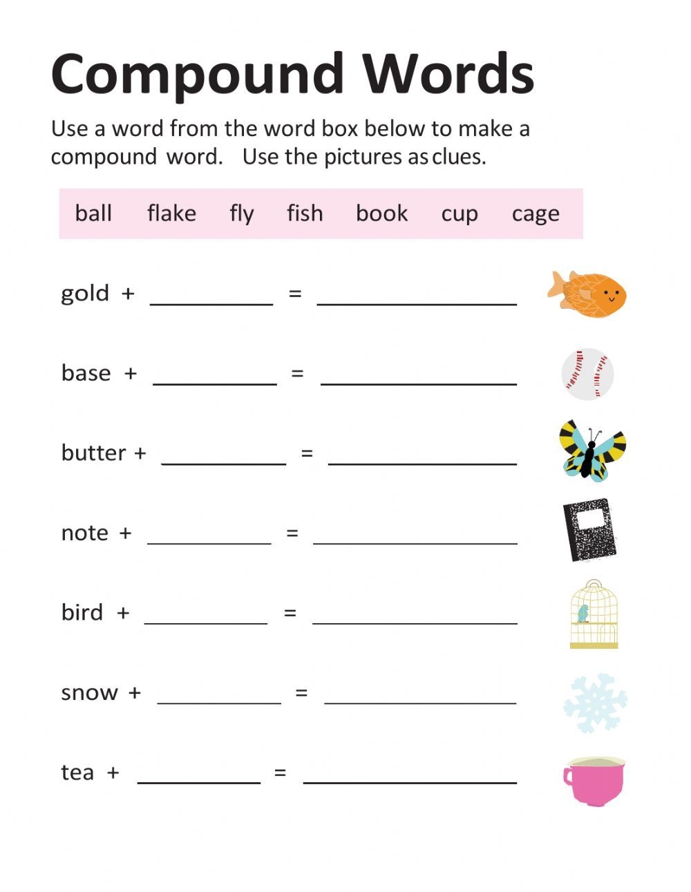 Compound Words Worksheet With Pictures