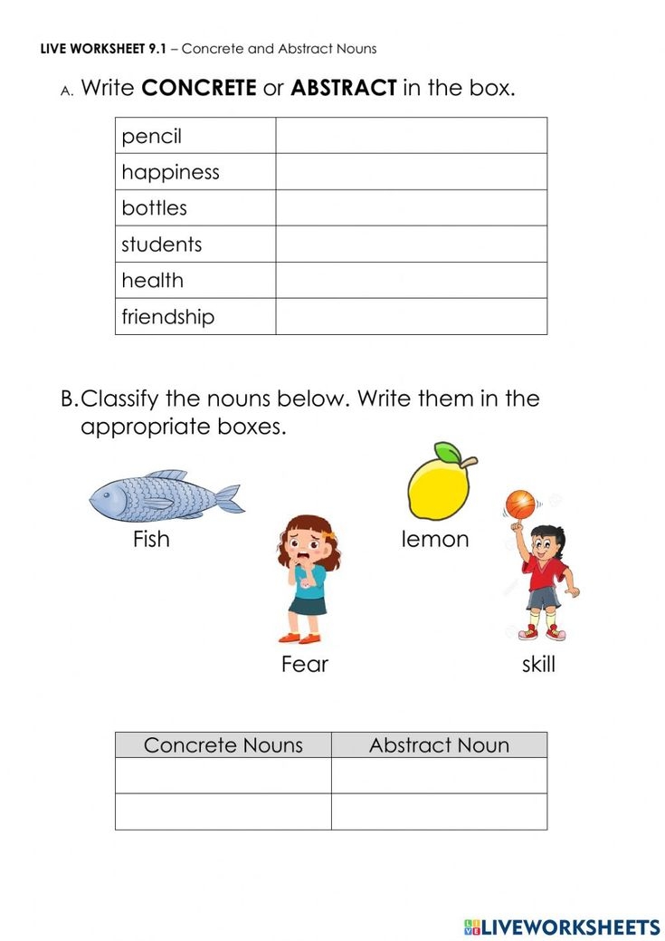 Concrete And Abstract Nouns Worksheet Abstract Nouns Nouns Worksheet