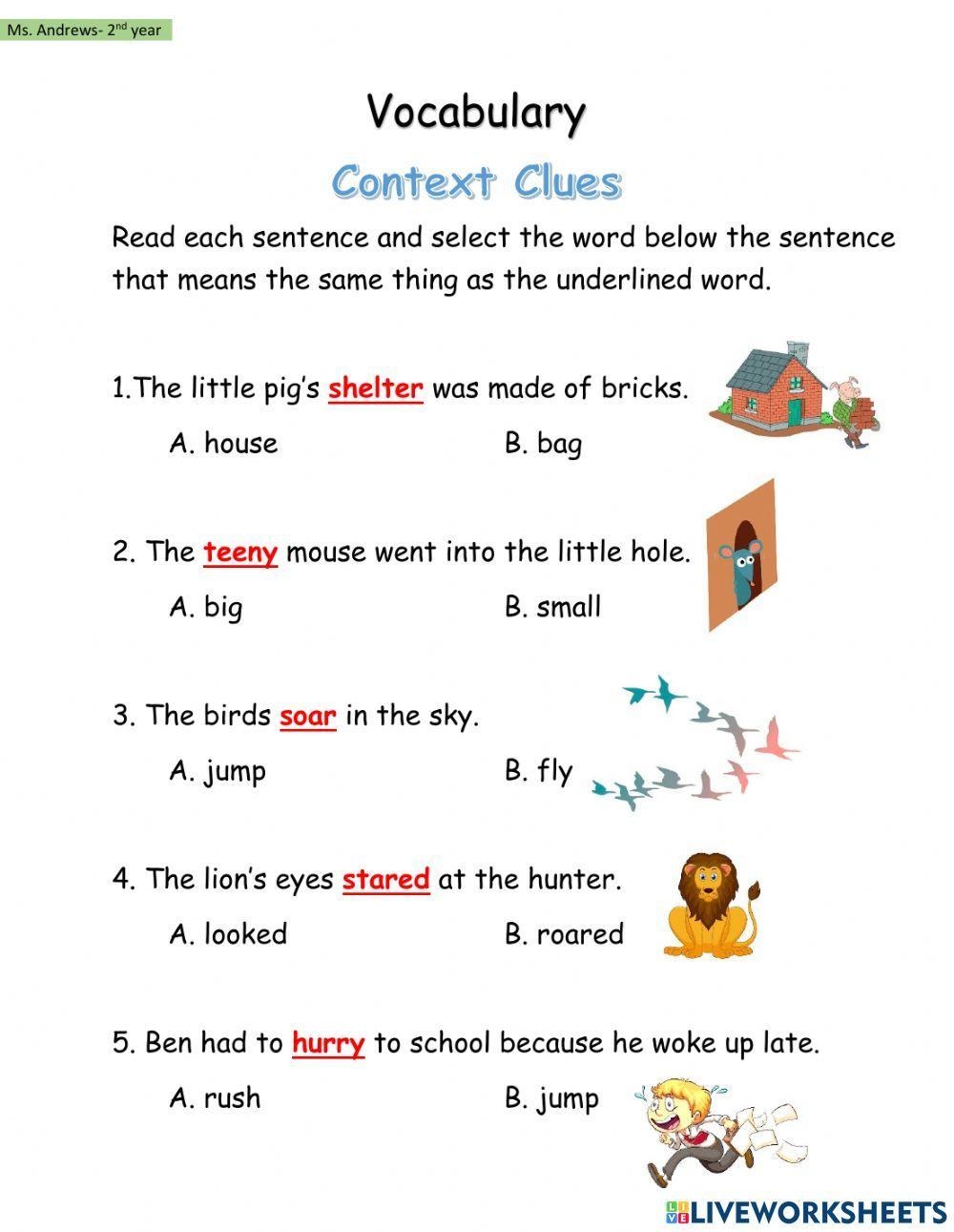 Context Clues HL Worksheet Live Worksheets Worksheets Library
