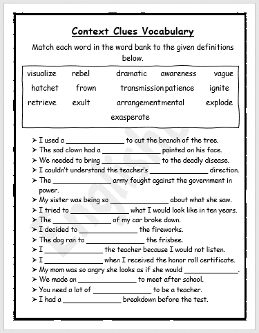 Context Clues Worksheet For Grade 3 Your Home Teacher Worksheets 