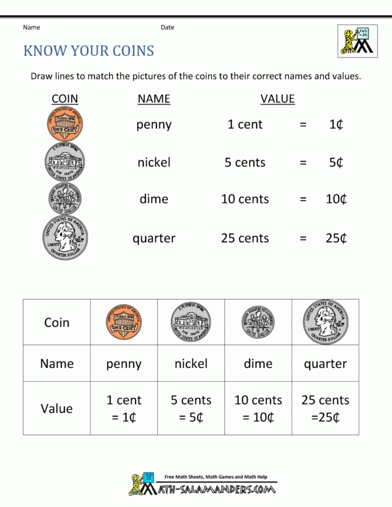 Counting Coins 1st Grade Worksheets CountingWorksheets