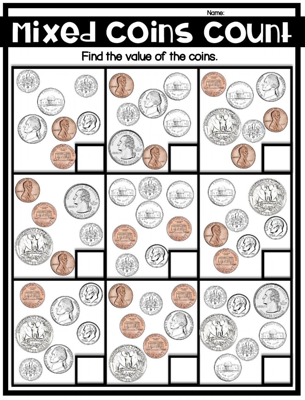 Counting Mixed Coins Free Worksheets CountingWorksheets