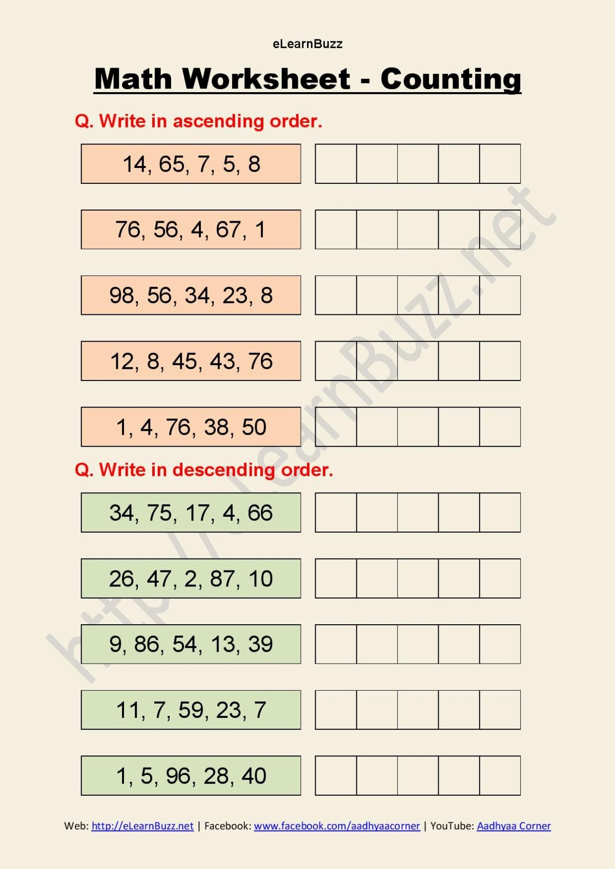 Counting Worksheet For Class 1 And UKG Math ELearnBuzz