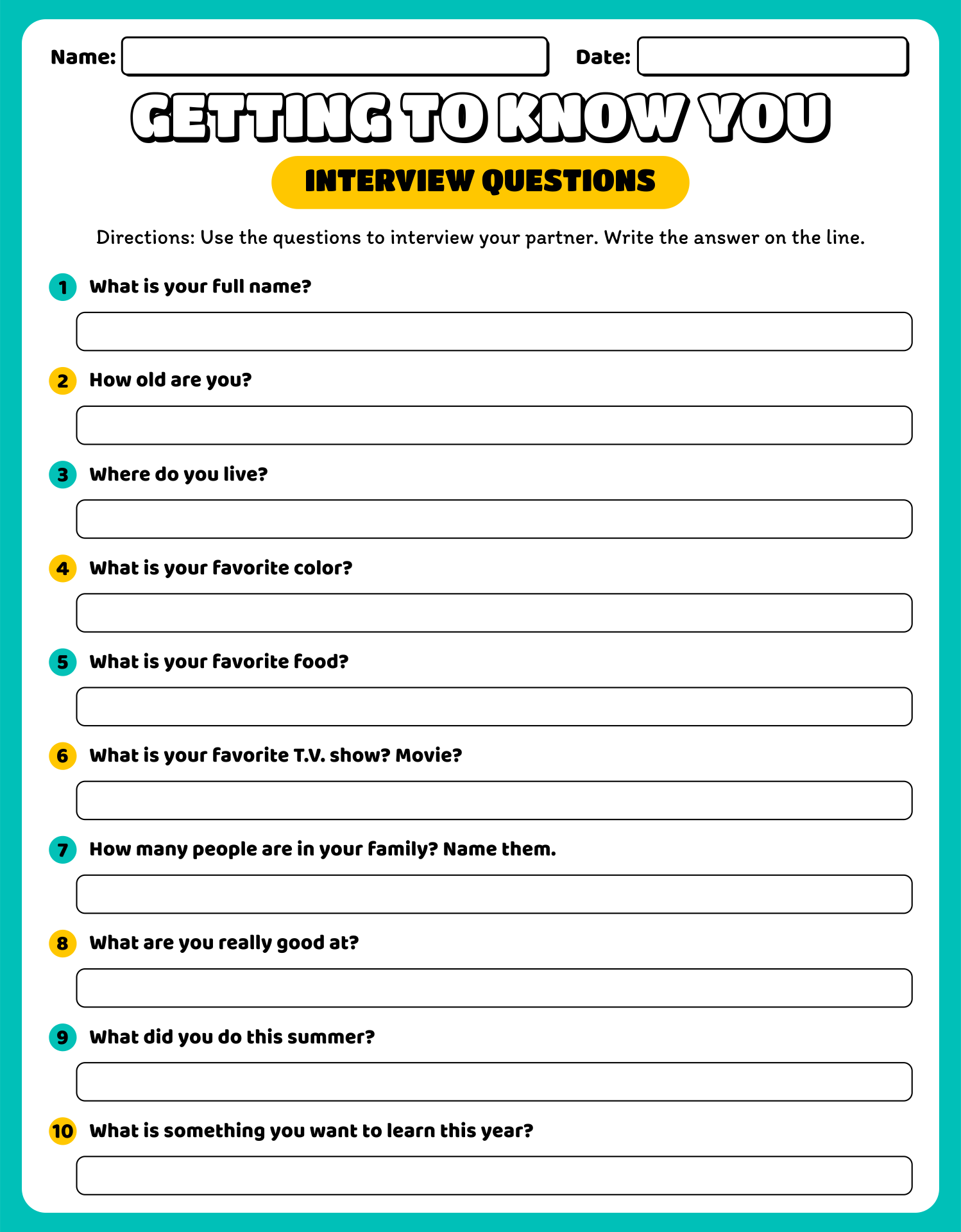 Coworkers Printable Getting To Know Your Employees Questionnaire 