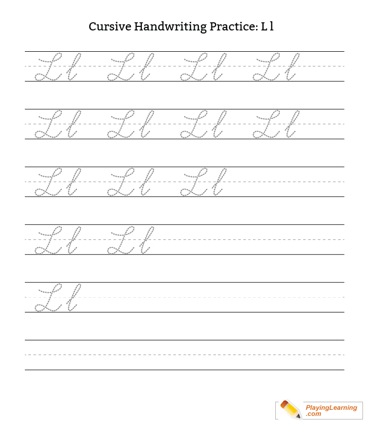 Cursive Handwriting Practice Letter L Free Cursive Handwriting 