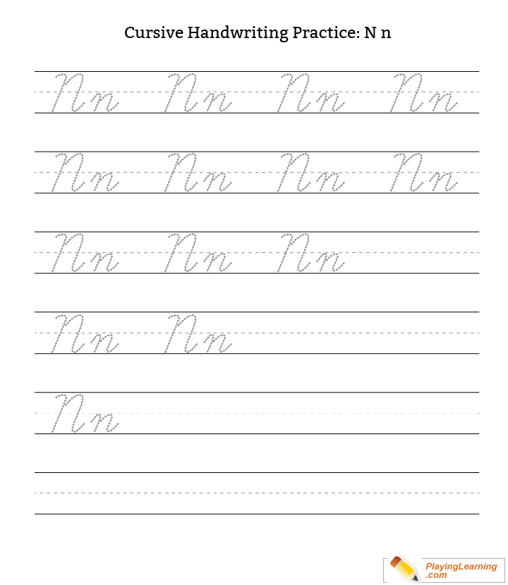 Cursive Handwriting Practice Letter N Free Cursive Handwriting 