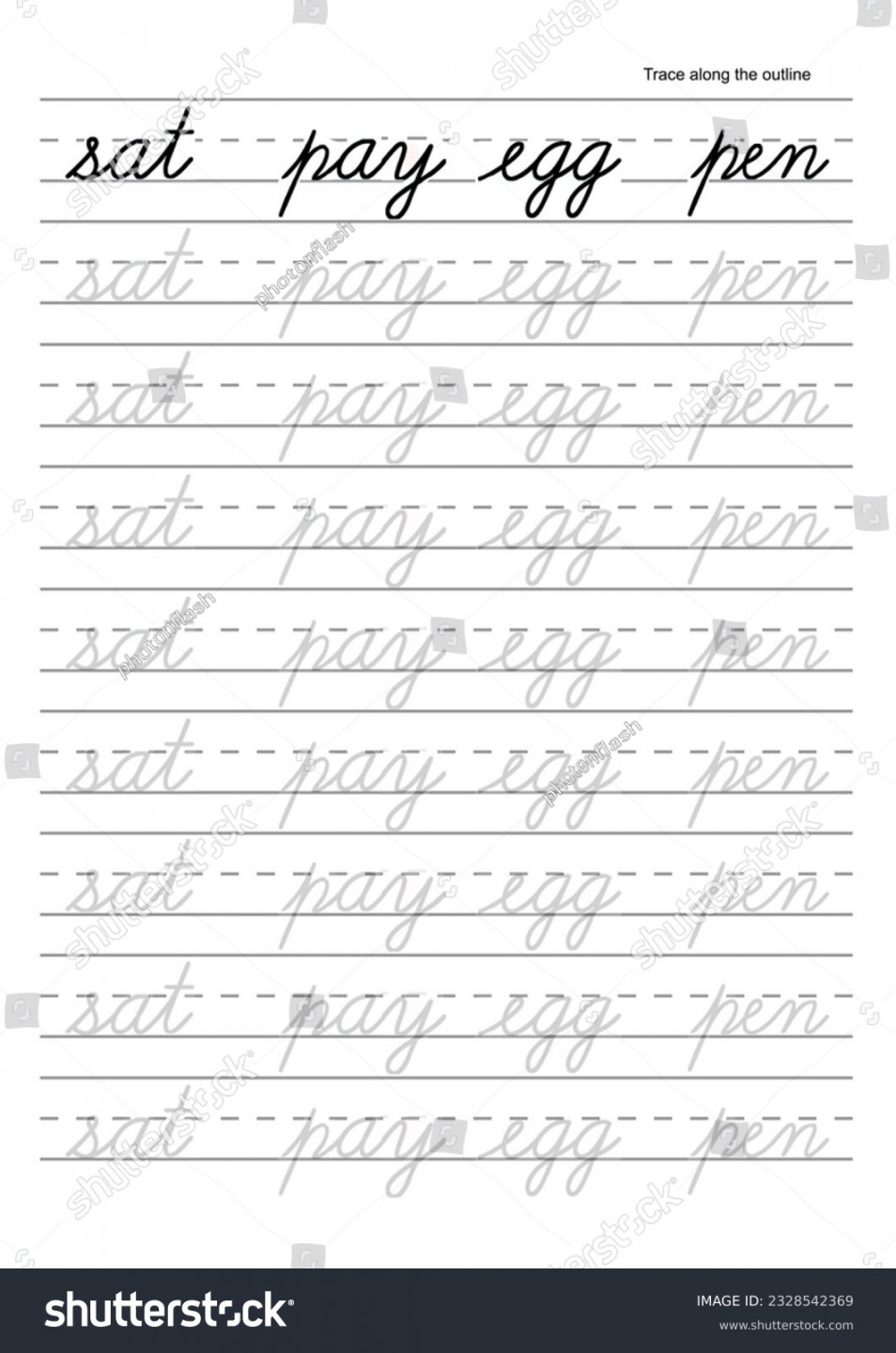Cursive Writing Practice Worksheet Printable PDF Template