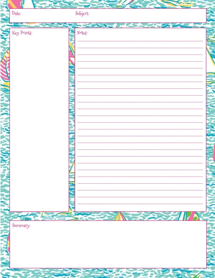 Cute Free Printable Note Taking Templates Love Note Template Freebie 