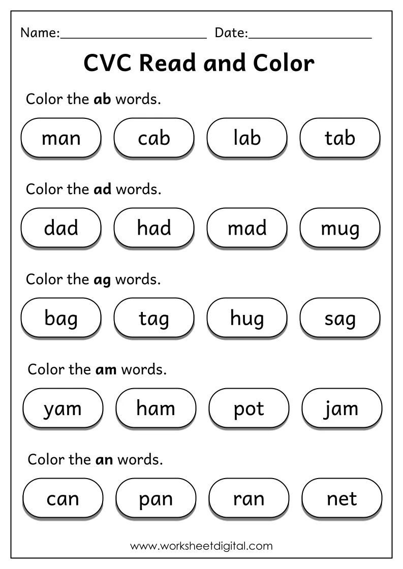 CVC Words Worksheets Engaging Phonics Activities For Kids
