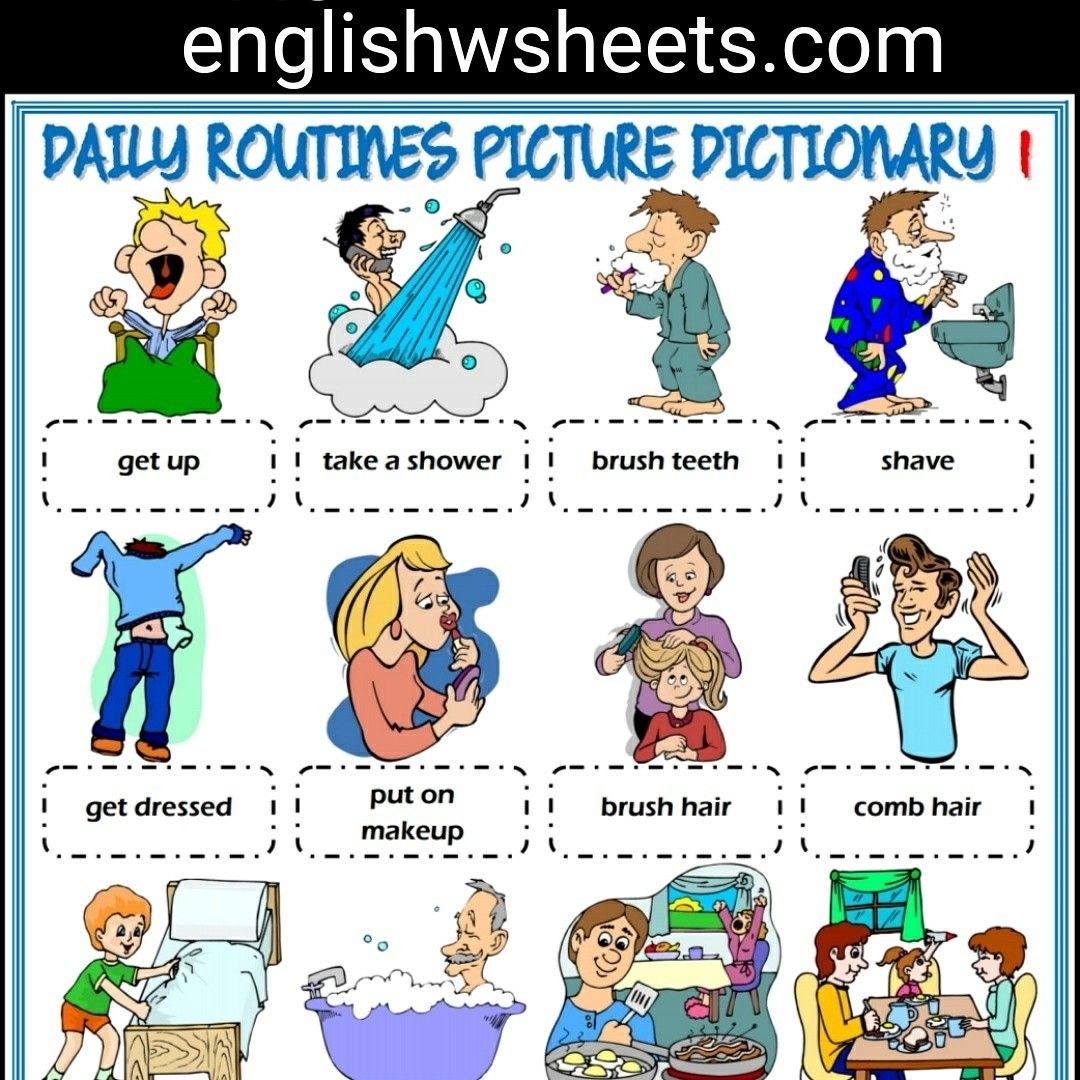 Daily Routines Esl Printable Picture Dictionaries For Kids daily 