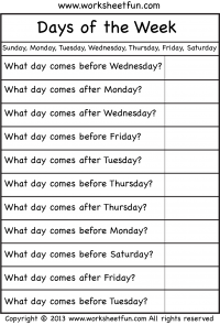 Days Of The Week Worksheet FREE Printable Worksheets 
