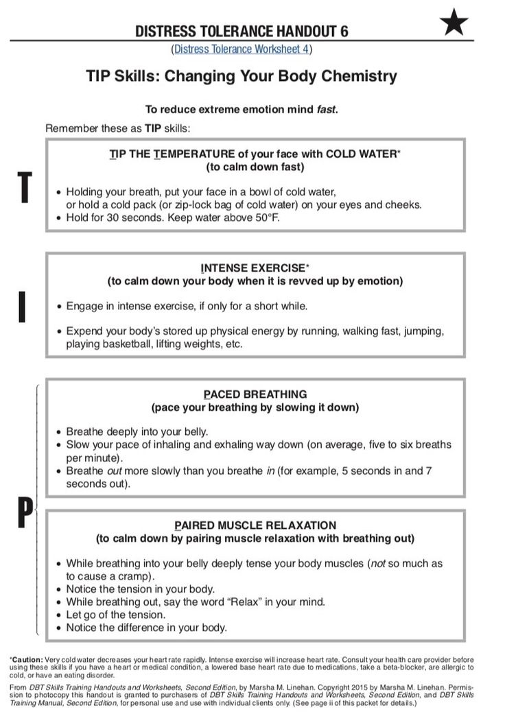DBT Crisis Survival Skills Worksheet DBT Worksheets
