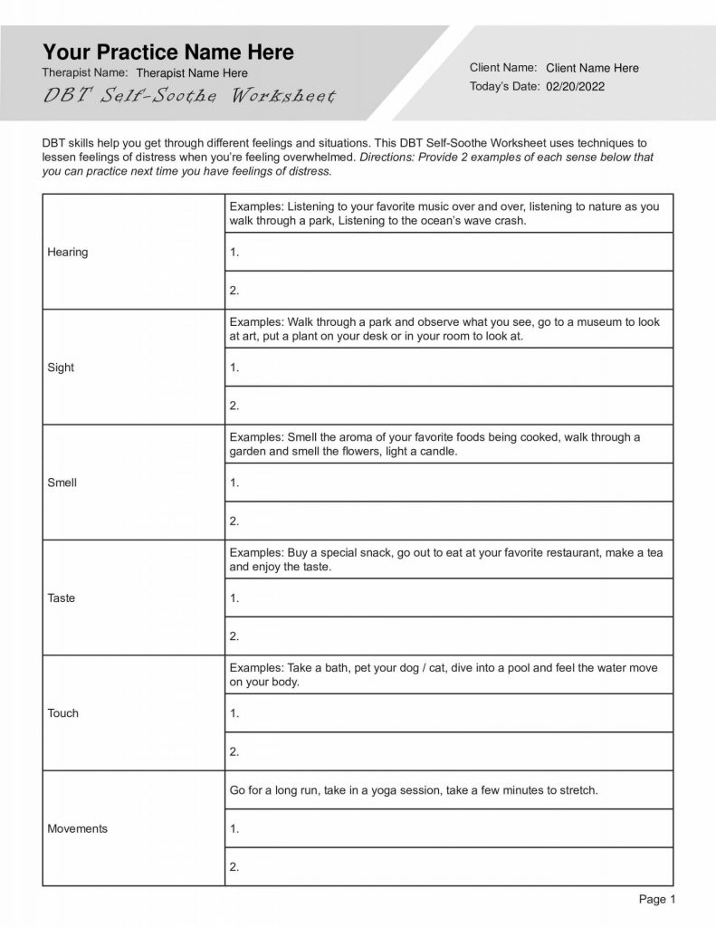 DBT Worksheets For Ptsd DBT Worksheets