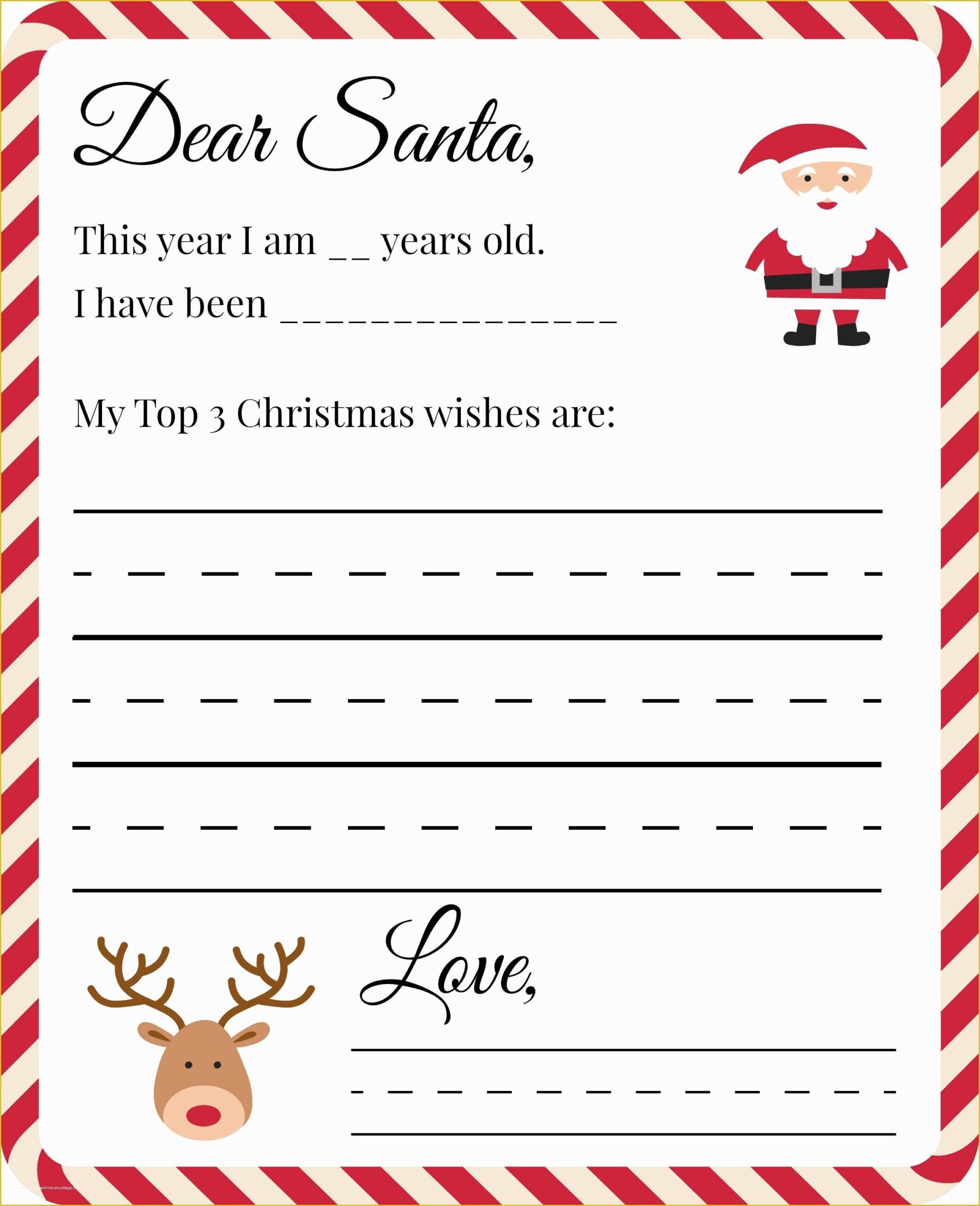 Dear Santa Letter Template Free Of Free Printable Dear Santa Letter
