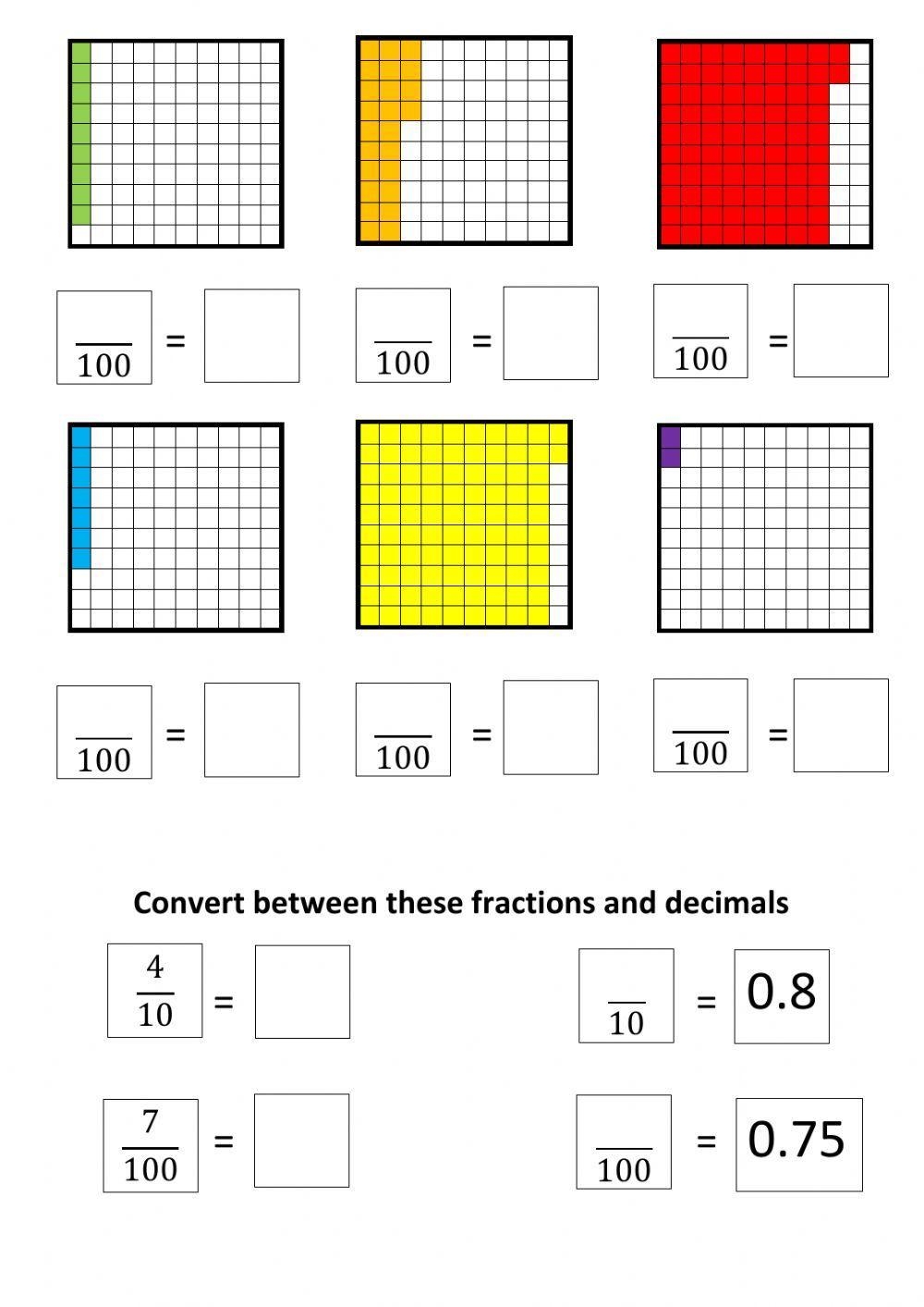 Decimals Tenths And Hundredths Worksheet Live Worksheets Worksheets 