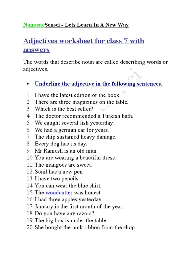 Descriptive Adjectives Worksheets ReadingVine Worksheets Library
