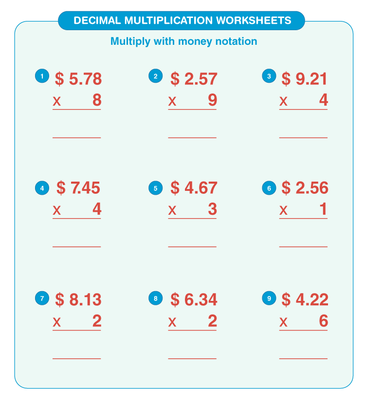Differentiated Decimal Multiplication Worksheet Teaching Resources 