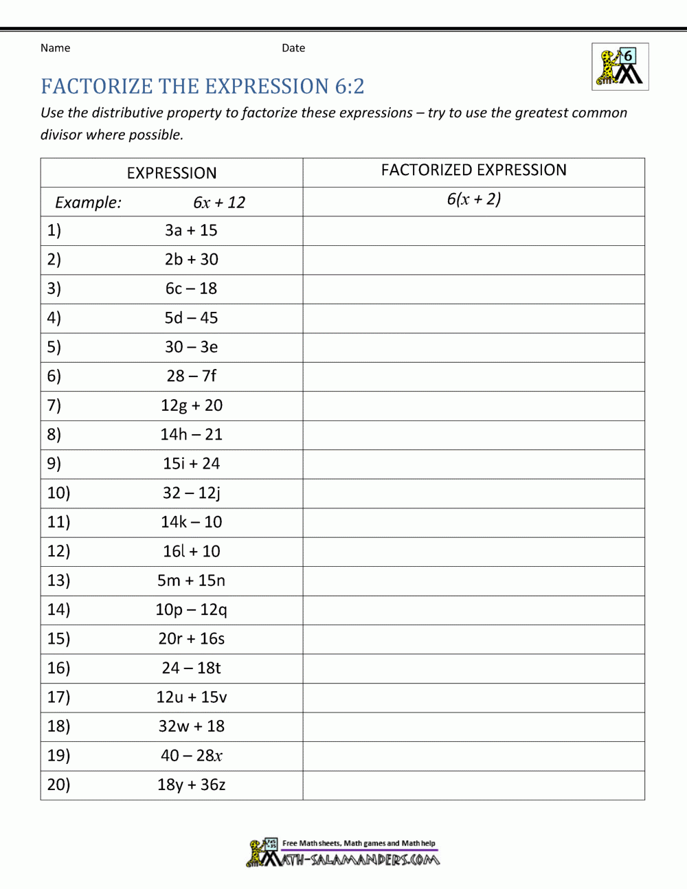 Distributive Property Worksheet Worksheets Library