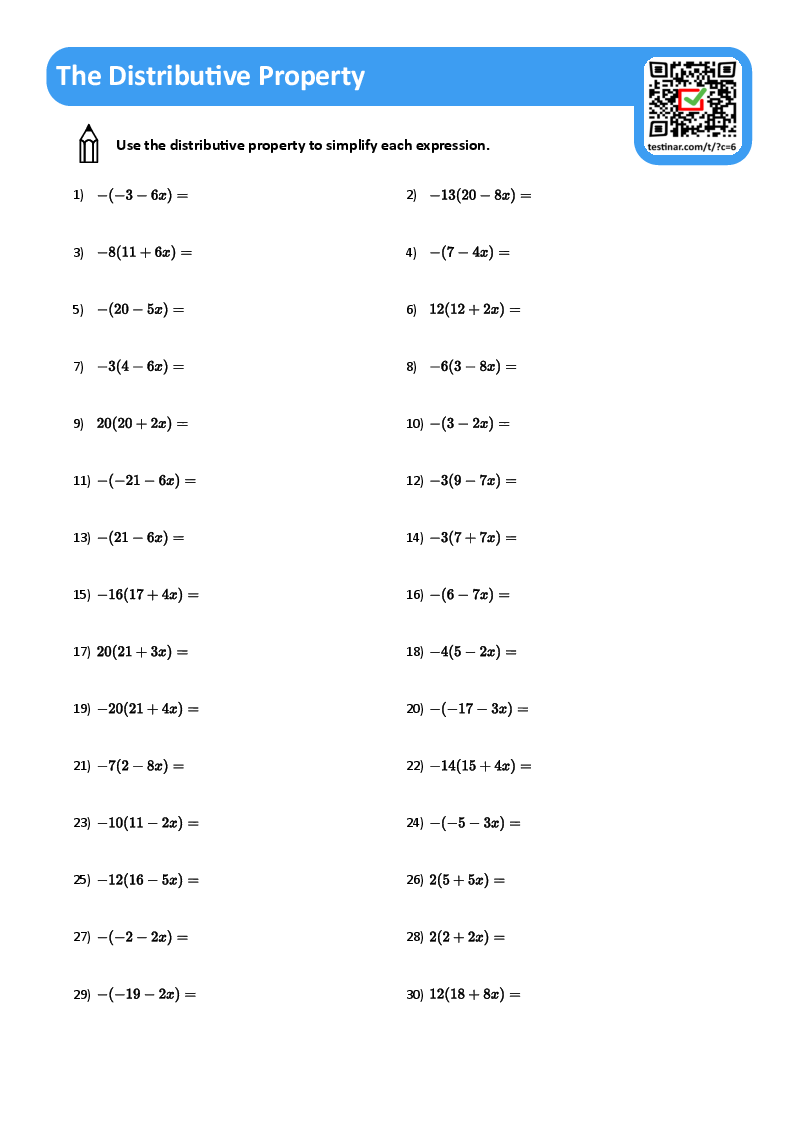 Distributive Property Worksheets With Answer Key Worksheets Library