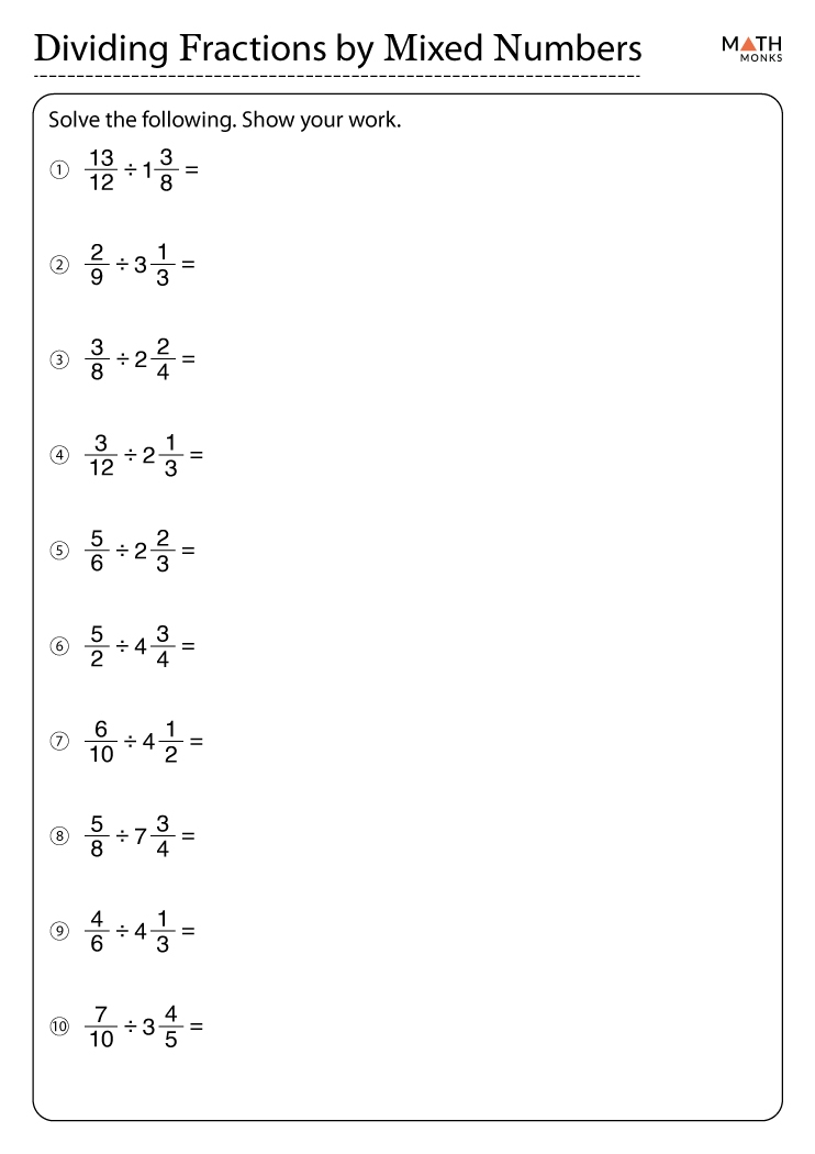 Dividing Fractions Worksheet Download Worksheets Library