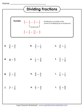 Dividing Fractions Worksheet USA Resources Worksheets Library