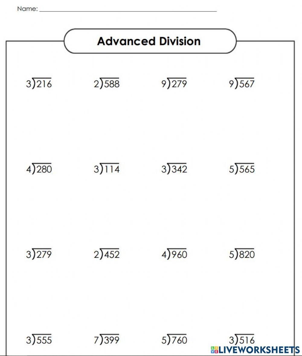 Division With No Remainder Worksheet Live Worksheets Worksheets Library