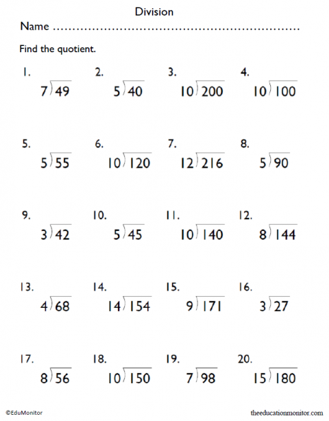 Division Worksheets For 4th Graders Divisonworksheets