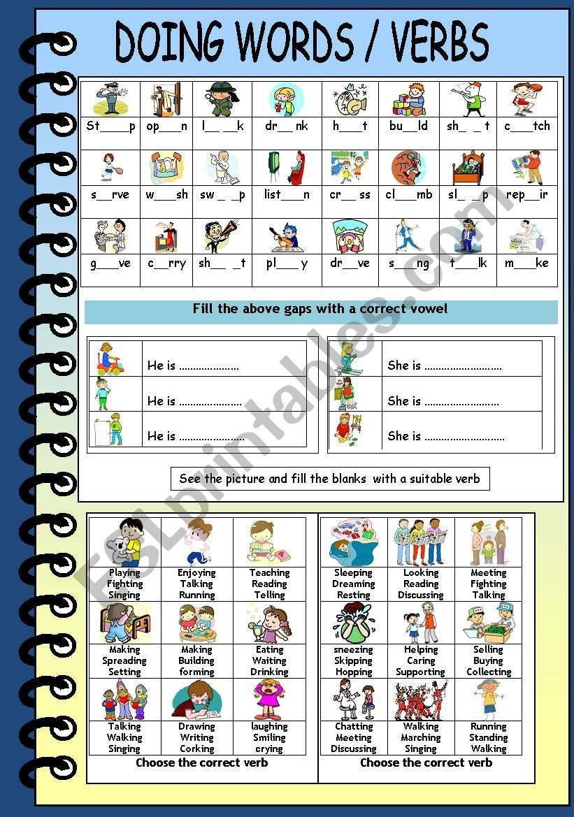 Doing Words ESL Worksheet By Jhansi Printable Preschool Worksheets 