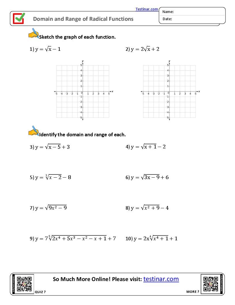 Domain And Range Worksheet 1 Exercises Calculus Docsity