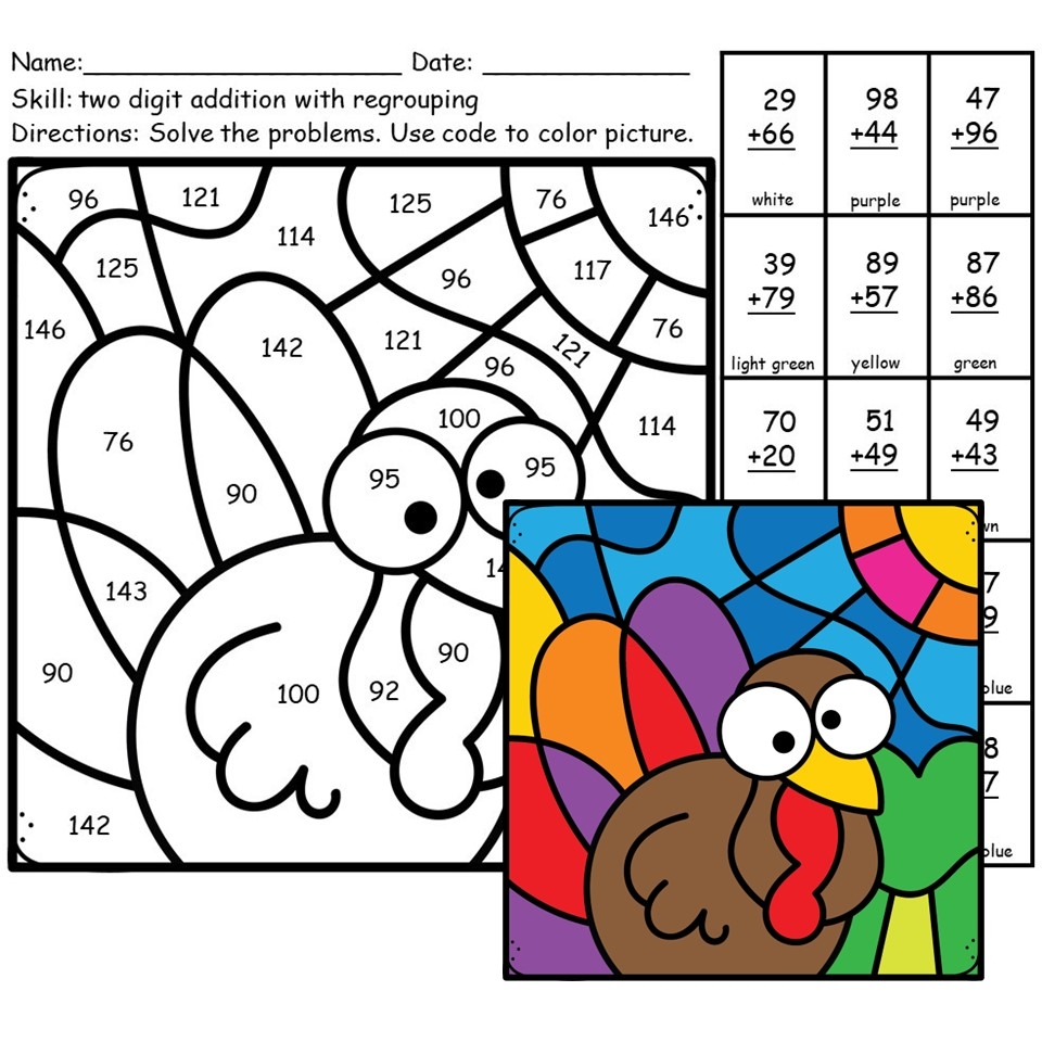 Double Digit Addition With Regrouping Color By Number Infoupdate