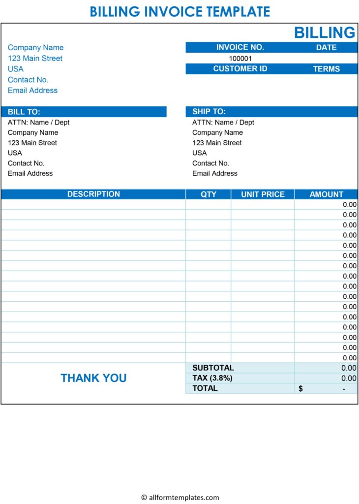 Downloadable Free Printable Invoice Templates - Download Free Printable ...