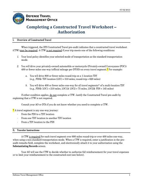 DTS Tutorial IDT Travel Worksheets Library