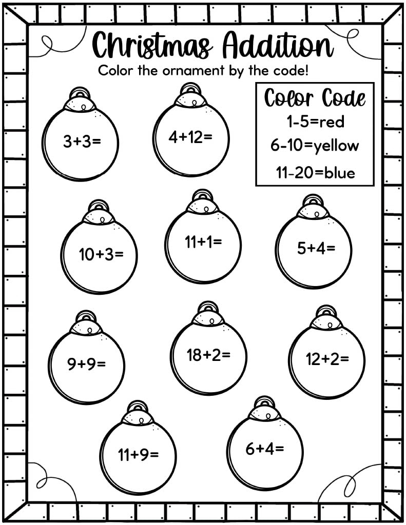 Easy Christmas Math Worksheets Free Kids Activity Zone