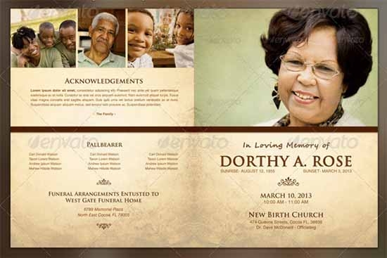 Editable Downloadable Printable Free Blank Funeral Program Templates 