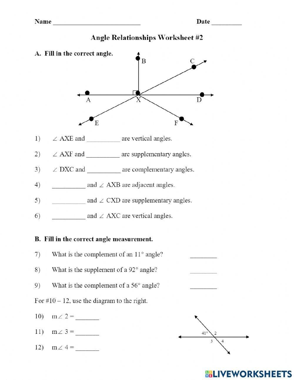 Eighth Grade Angle Relationship Activity teacher Made Worksheets 