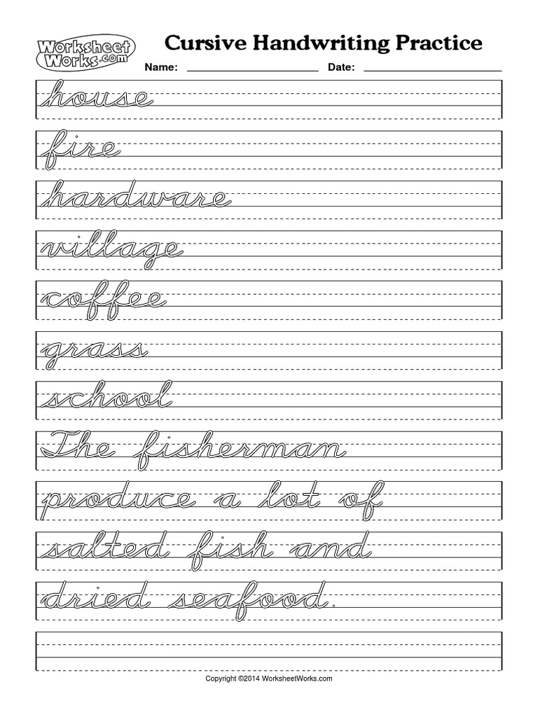 Elegant Cursive Handwriting Worksheet Worksheets Library