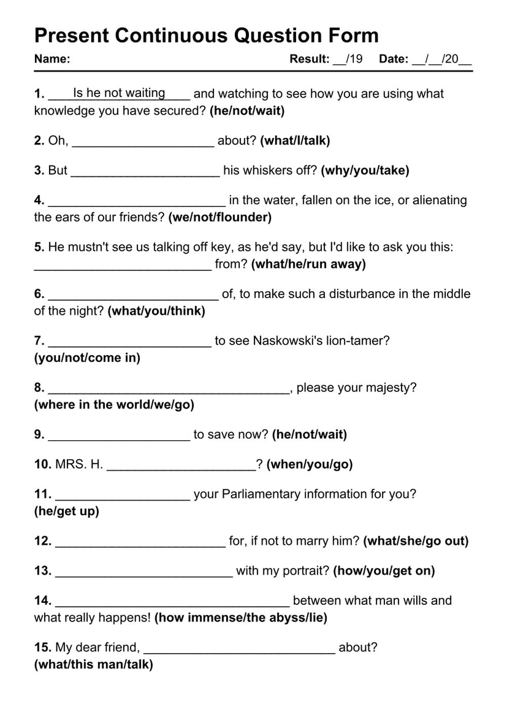 English Exercises Wh Questions Present Continuous Pdf Infoupdate